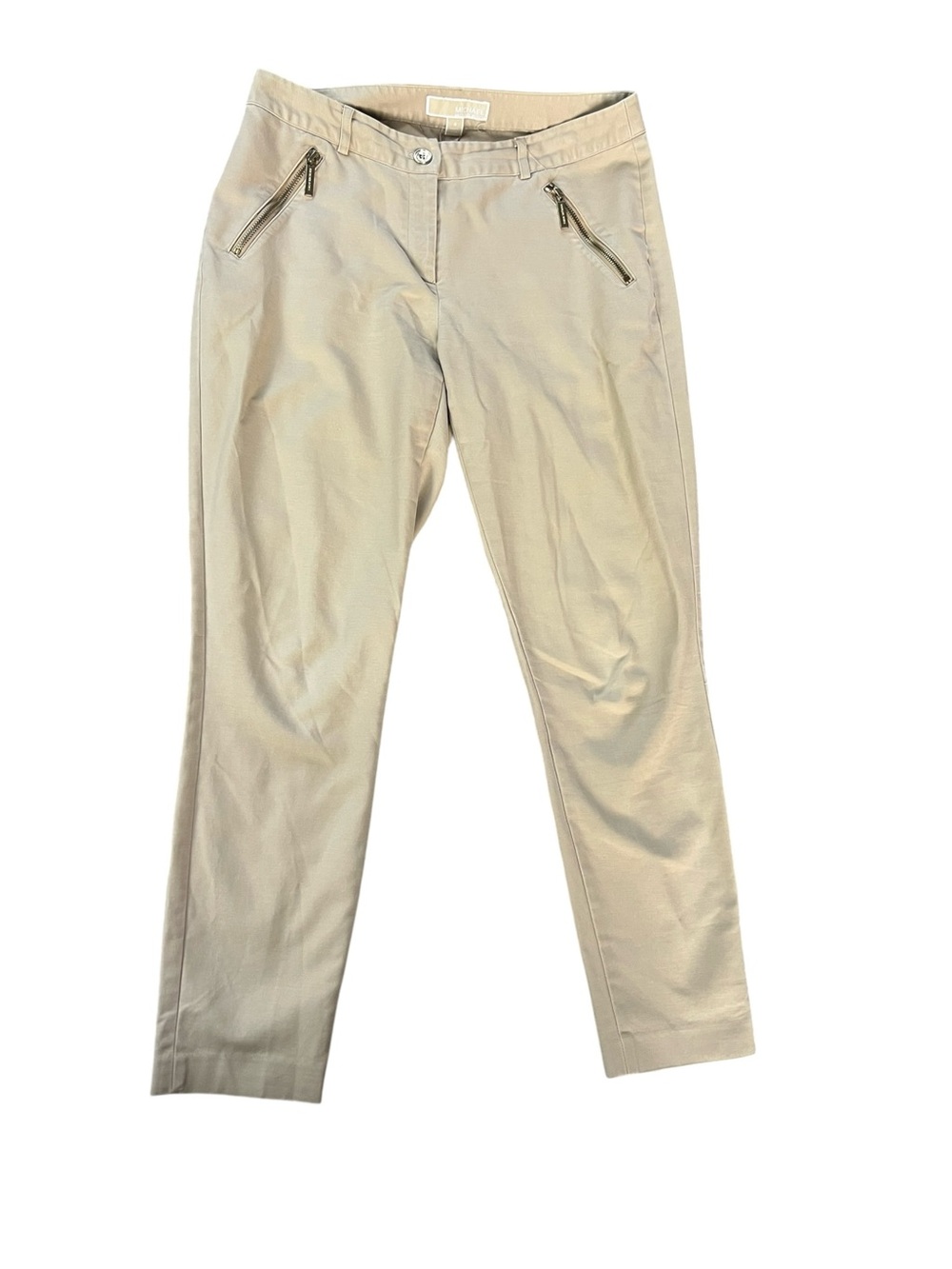 Michael Kors Women's Cropped Tan Ankle Pants with Zip Pockets